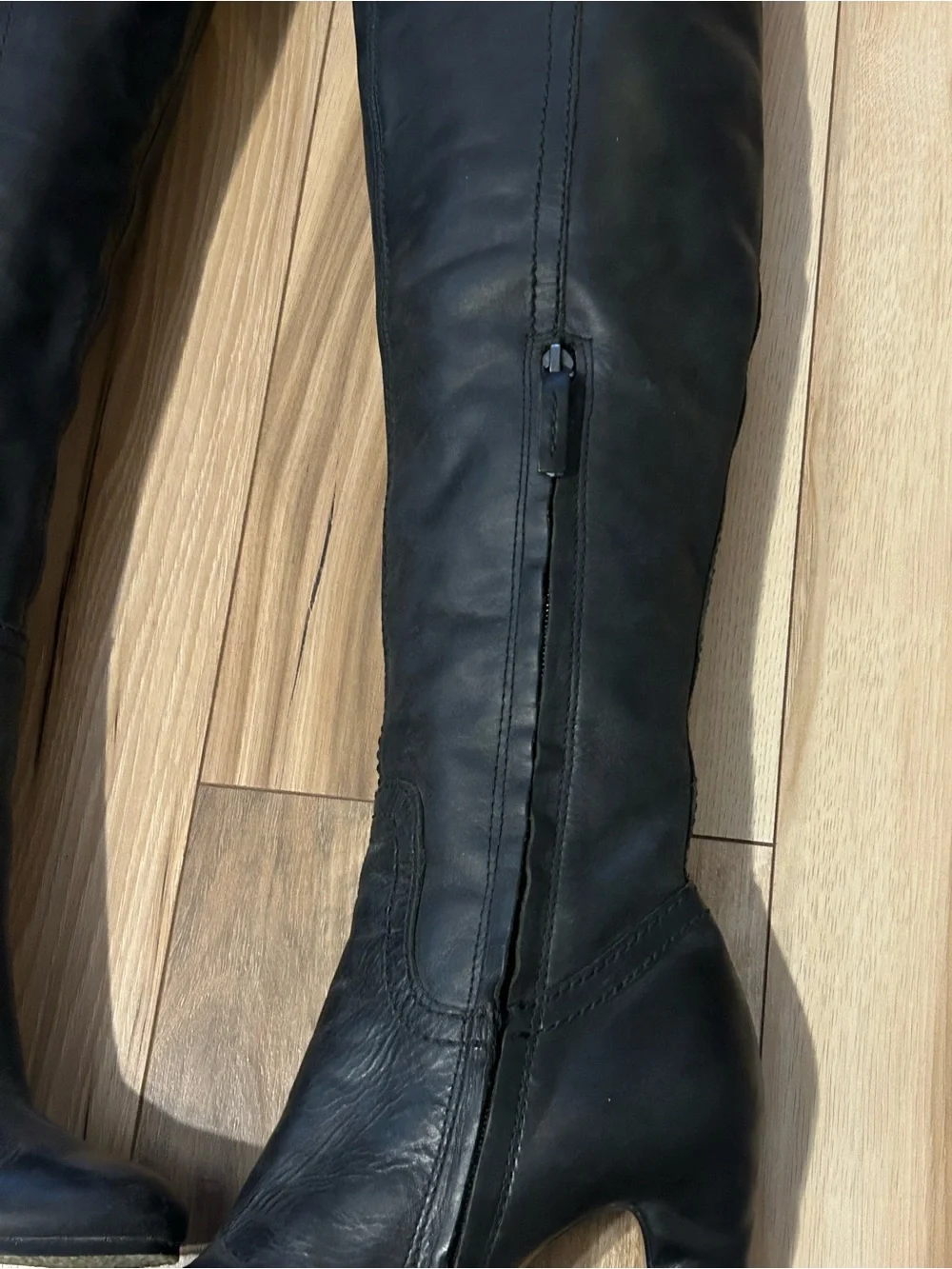 Sam Edelman Black Leather Over-the-Knee Heeled Boots Size 5.5/36